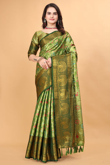 Siya Gorgeous Green Minakari Kanjivaram Silk Saree