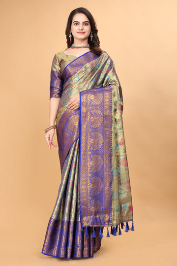 Siya Gorgeous Royal Blue Minakari Kanjivaram Silk Saree