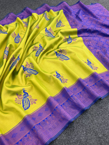 Vastrame Designer Kanjivaram Style Art Silk Saree With Blouse Piece