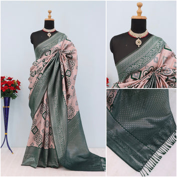 Vastrame Gold Woven Kanjivaram Style Art Silk Saree With Blouse Piece