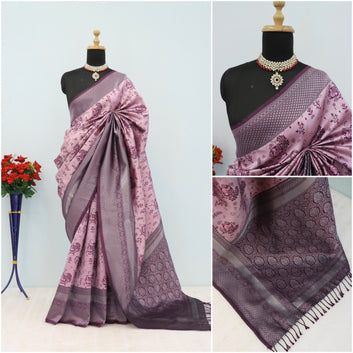 Vastrame Zari Woven Kanjivaram Style Art Silk Saree With Blouse Piece